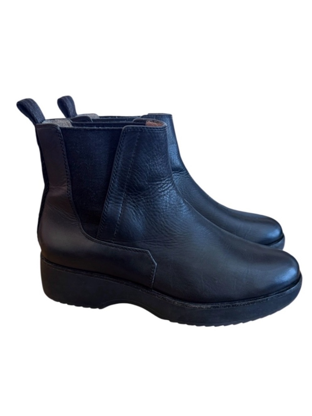 Louise et Cie Zareb Black Leather Platform Chelsea Booties